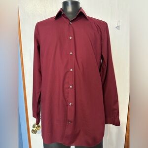 Men’s Dress Shirt, Burgundy / Wine Red, Size Large 16-16 1/2” 34/35 Slim